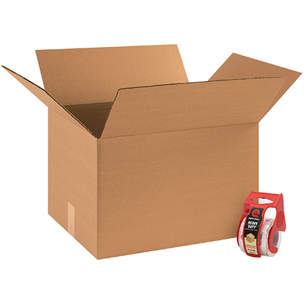 18 x 14 x 12" (20 Pack) Corrugated Boxes W/ Tape & Dispenser